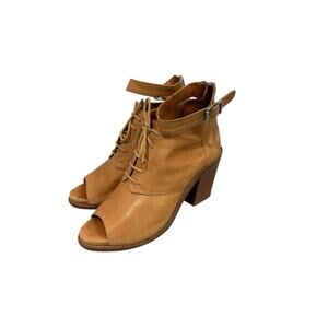 LOEFFLER RANDALL Lace-Up Zip Open Peep Toe Ankle Strap Buckle Boot Bootie 9.5 B
